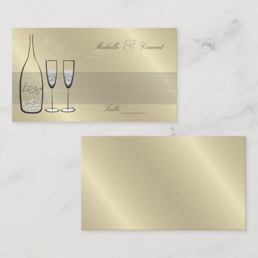 シルバーシャンパン応援結婚シック記念日 プレイスカード (正面/裏面)