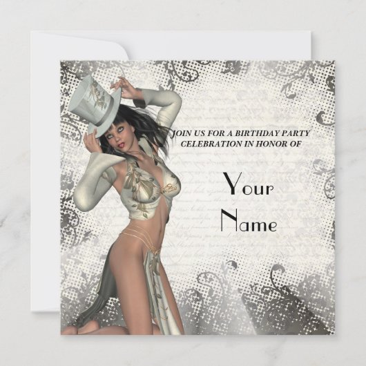 シルバーショーガール誕生日パーティー 招待状 (正面)