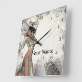 シルバーショーガール スクエア壁時計 (傾斜)