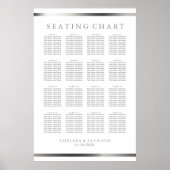 シルバーシンプルとホワイト – 16テーブルの座席表 ポスター (正面)
