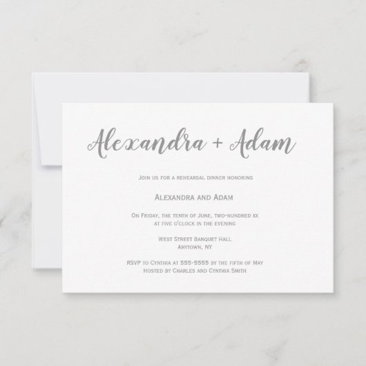 シルバーシンプルのリハーサルディナー招待状 招待状 (正面)
