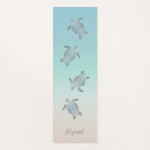 シルバーシーウミガメターコイズあなたの名前ビーチ ヨガマット (正面)