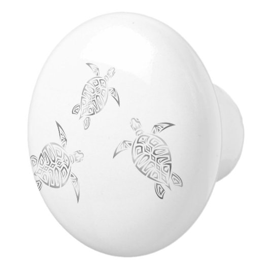 シルバーシーウミガメ白い海航海の海 セラミックノブ (右)