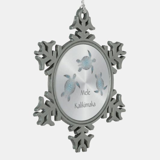 シルバーシーウミガメ | Melle Kalikimaka |ハワイアン スノーフレークピューターオーナメント (左)