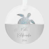 シルバーシーカメハワイアンクリスマス オーナメント (正面)