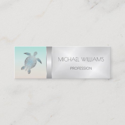 シルバーシーカメQRコードビーチスタイル スキニー名刺 (正面)