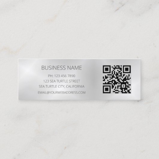シルバーシーカメQRコードビーチスタイル スキニー名刺 (裏面)