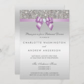 シルバーシーキンズプラムボウズリ結婚ハーサルディナー 招待状 (正面/裏面)