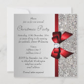 シルバーシークインクリスマスパーティーレッドダイヤモンドボウ 招待状 (裏面)