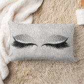 シルバーシークイングリッターブラックグレームメイクアップまばたき ランバークッション (ブランケット)