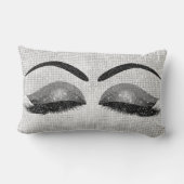 シルバーシークイングリッターブラックグレーメイクアップラッシュ ランバークッション (裏面)