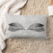 シルバーシークイングリッターブラックグレーメイクアップラッシュ ランバークッション (ブランケット)