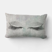 シルバーシークイングリッター絵画ブラックのメイクアップ ランバークッション (裏面)