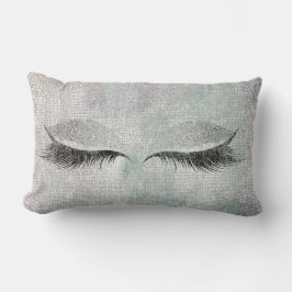 シルバーシークイングリッター絵画ブラックのメイクアップ ランバークッション