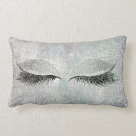シルバーシークイングリッター絵画ブラックのメイクアップ ランバークッション