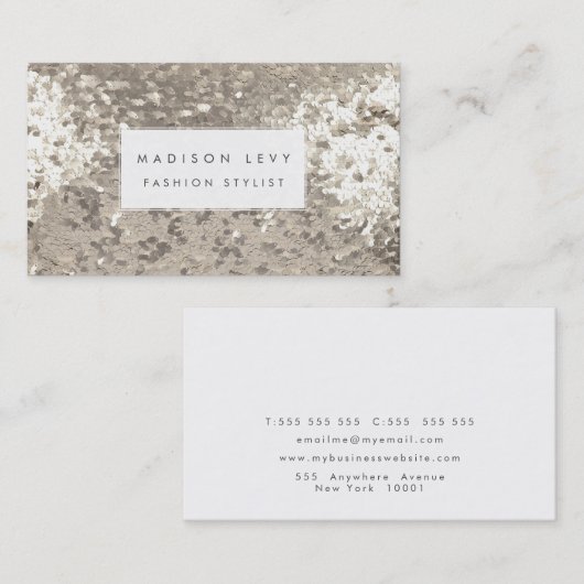 シルバーシークインシークインファッションスタイリスト 名刺 (正面/裏面)