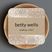 シルバーシークインストライプのメイクアップアーティストクラフト スクエア名刺