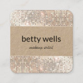 シルバーシークインストライプのメイクアップアーティストクラフト スクエア名刺 (正面)