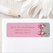 シルバーシークインズピンクボウとダイヤモンド ラベル (インサイチュ)