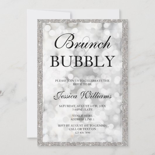 シルバーシークインズブランチ&バブリーブライダルシャワー 招待状 (正面)