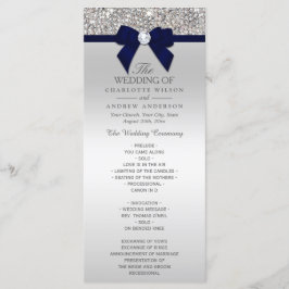 シルバーシークインネイビーブルーボウ結婚式 プログラム