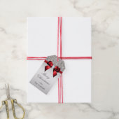 シルバーシークインレッドダイヤモンドボウクリスマス ギフトタグ (より糸付き)