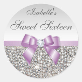 シルバーシークイン薄紫ボウダイヤモンドSweet sixteen ラウンドシール