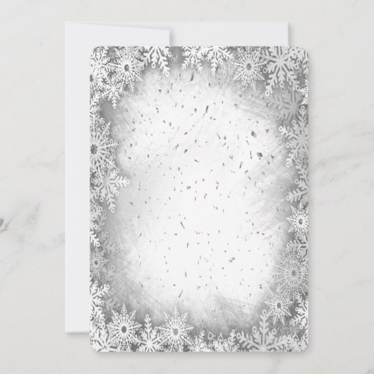 シルバーシークンズドレススノーフレークブライダルシャワー 招待状 (裏面)