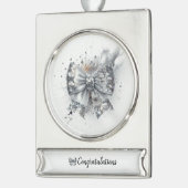 シルバーシークンボウ晴れおめでとう シルバープレートバナーオーナメント (左)