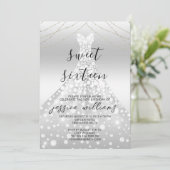 シルバーシーシンボールガウンスウィート16誕生日 招待状 (スタンド正面)