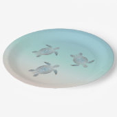 シルバーシータートルアクアマリントロピカル ペーパープレート (アングル)