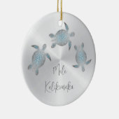 シルバーシータートルアニマルハワイアン セラミックオーナメント (右)