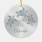 シルバーシータートルアニマルハワイアン セラミックオーナメント (正面)