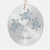 シルバーシータートルアニマルハワイアン セラミックオーナメント (左)