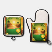 シルバーシールドキルテッドオーブンミット 鍋つかみ&鍋敷きセット (正面)