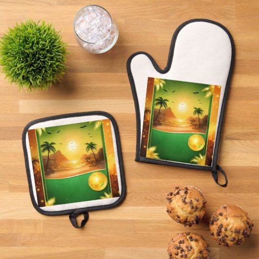 シルバーシールドキルテッドオーブンミット 鍋つかみ&鍋敷きセット (トップダウン)