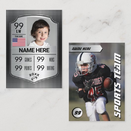 シルバーシールドサッカートレーディングカードプレイヤーカード コーリングカード (正面/裏面)