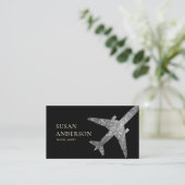 シルバージェットビジネスカード – ラグジュアリートラベルスタイル 名刺 (スタンド正面)