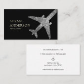 シルバージェットビジネスカード – ラグジュアリートラベルスタイル 名刺 (正面/裏面)