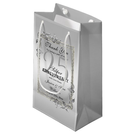 シルバージェム&グリッター25結婚周年記念 スモールペーパーバッグ (正面アングル)