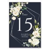 シルバージオメトリックネイビーブルーホワイト結婚フローラ テーブルナンバー (裏面)