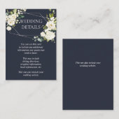 シルバージオメトリックブルーホワイト結婚フローラ詳細 エンクロージャーカード (正面/裏面)