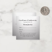 シルバージュエリーの真正証明書 ノートカード (正面/裏面インサイチュ)
