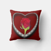 シルバージュエリーバレンタインハートとレッドローズ クッション (裏面)