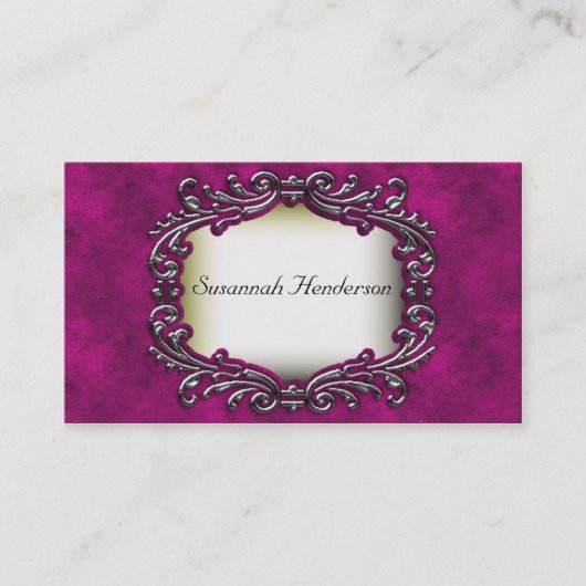 シルバージュエルオンピンクベルベット名刺 名刺 (正面)