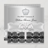 シルバージュエルクロスボーイファースト聖餐式 招待状 (正面/裏面)