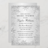 シルバージュエルスノーフレークブライダルシャワー 招待状 (正面/裏面)