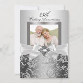 シルバージュエルボー＆フラワーリース 25周年結婚記念日 招待状 (正面)