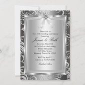 シルバージュエルボー＆フラワーリース 25周年結婚記念日 招待状 (裏面)