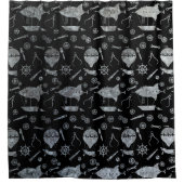 シルバージンクスチームパンクエアシップテーマ シャワーカーテン (正面)